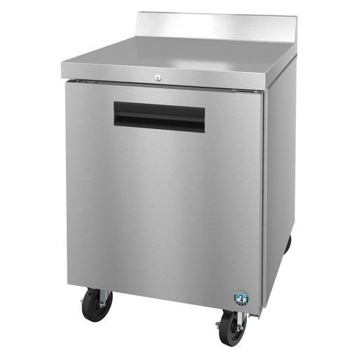 Hoshizaki WF27B-01 single section stainless steel worktop freezer with lockable door.