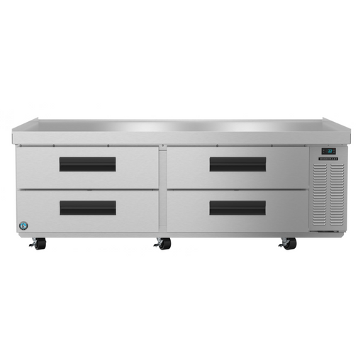 Hoshizaki CR72A refrigerator with two stainless steel sections and drawers, chef base prep table.