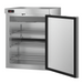 Hoshizaki HR24C undercounter refrigerator with stainless steel interior and exterior, single section design, door open showing adjustable shelves.