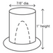 Hoshizaki AM-50BAJ-AD top hat ice cube dimensions diagram, 7/8" diameter and 1" height.