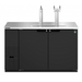 Two-section black vinyl back bar direct draw refrigerator with solid doors and stainless steel top.