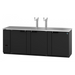 Three-section black vinyl back bar refrigerator with solid doors and stainless steel top.