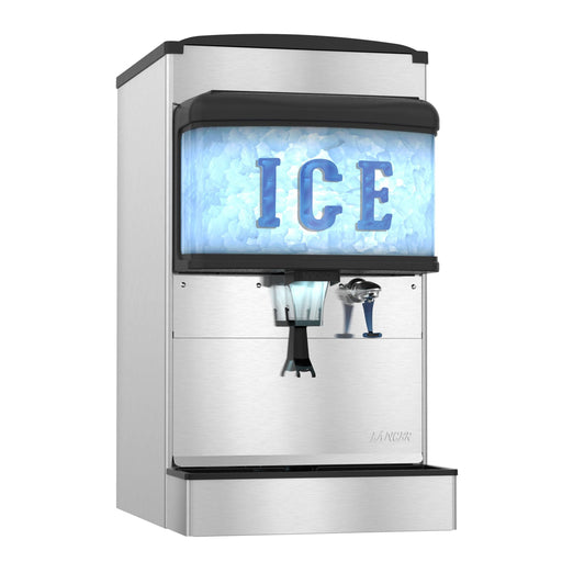 Hoshizaki Dispensers DM-4420N, 22″ W Countertop Ice and Water Dispenser with Stainless Steel Exterior and Illuminated Front Graphics.