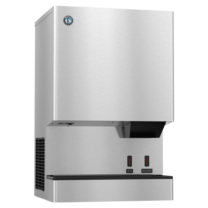 Hoshizaki DCM-500BAH-OS Cubelet Icemaker with air-cooled, hands-free dispenser and built-in storage bin.