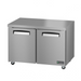 Hoshizaki EUF48A two section undercounter freezer with stainless steel doors and casters.