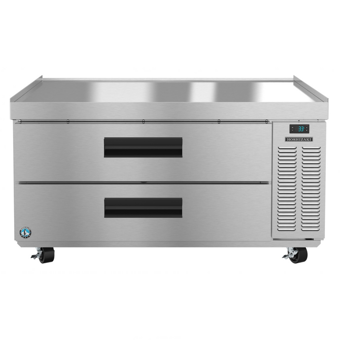 Hoshizaki CR49A stainless steel single section chef base prep table with two drawers.