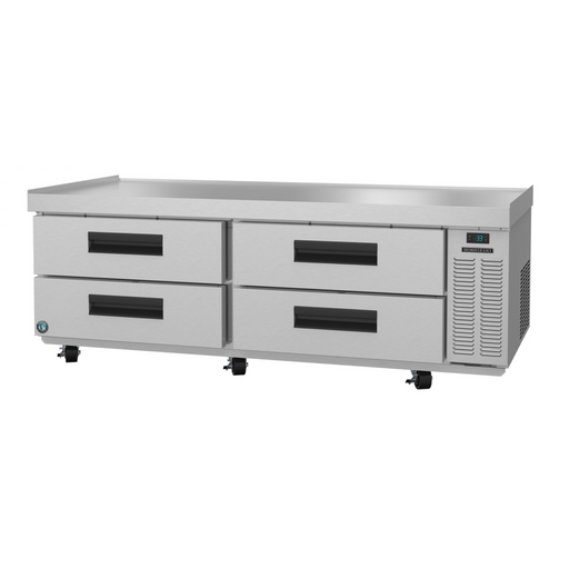 Two section chef base prep table with stainless drawers and casters.