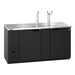 Two-section black vinyl back bar refrigerator with solid doors and direct draw system.