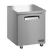 Hoshizaki EUF27A single section undercounter stainless steel freezer with caster wheels.