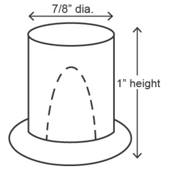 Diagram of Hoshizaki top hat ice cube dimensions, showing 7/8 inch diameter and 1 inch height.