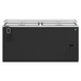 Two-section black vinyl back bar bottle cooler with slide top doors.