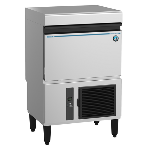 Hoshizaki IM-50BAA-Q Sphere Cube Icemaker with built-in storage bin and stainless steel exterior.