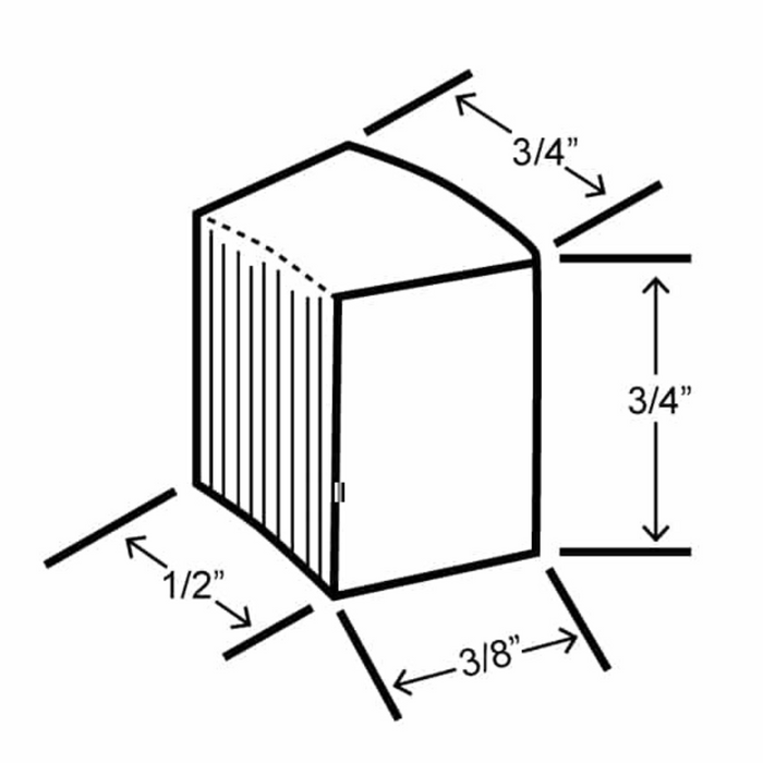 Illustration of cubelet ice dimensions for Hoshizaki FD-1002MAJ-C icemaker.