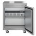 Hoshizaki EUR27A single section undercounter refrigerator with stainless steel door open, showing interior.