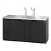 Two-section black vinyl back bar refrigerator with solid doors and direct draw system.