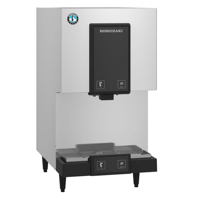 Hoshizaki DCM-271BAH cubelet ice and water dispenser with stainless steel exterior and push button operation.