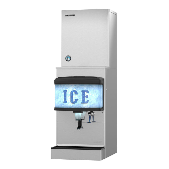 Hoshizaki Dispensers DM-4420N, 22″ W countertop ice and water dispenser with stainless steel exterior.