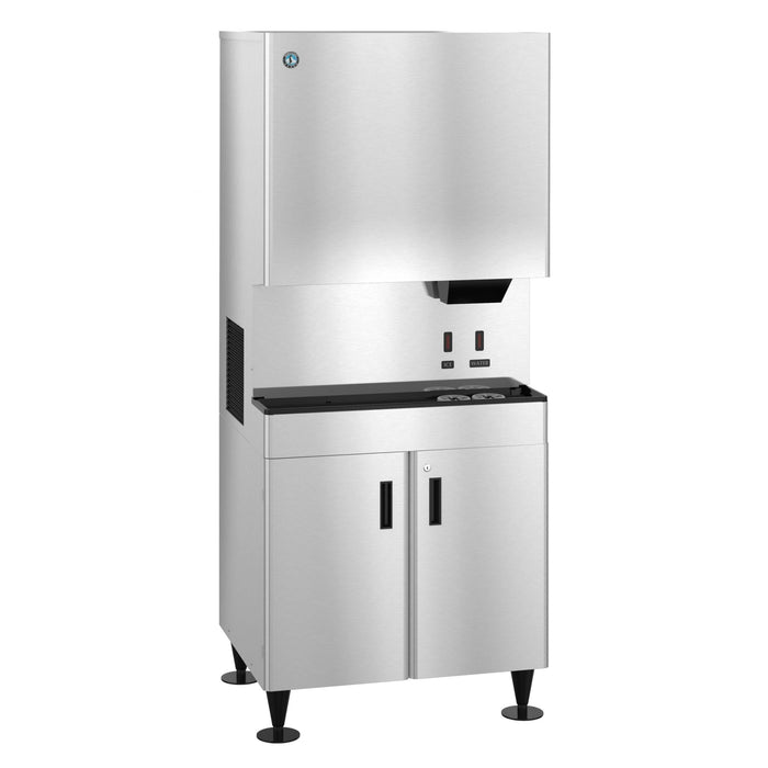 Hoshizaki DCM-752BAH-OS cubelet icemaker with hands-free dispenser and built-in storage bin.