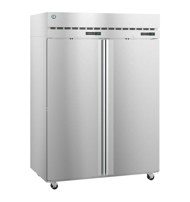 Hoshizaki DT2A-FS dual temp refrigerator and freezer with stainless steel doors.