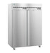 Hoshizaki DT2A-FS dual temp refrigerator and freezer with stainless steel doors.