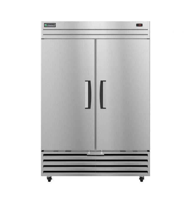 Two-section Hoshizaki EF2A-FS freezer with full stainless steel doors and locks.