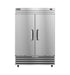 Hoshizaki ER2A-FS two section upright refrigerator with stainless steel doors and lock.