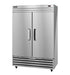 Hoshizaki ER2A-FS two-section stainless steel upright refrigerator with lock.