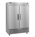 Hoshizaki ER2A-FS two section stainless steel refrigerator with lockable full doors.