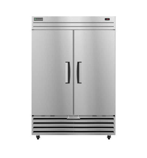 Hoshizaki ER2A-FS two section upright refrigerator with full stainless steel doors.