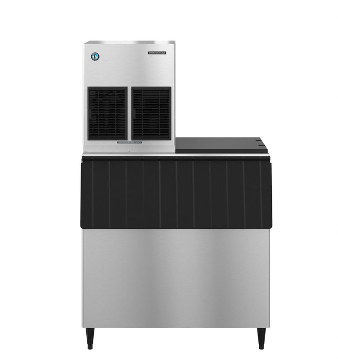 Hoshizaki F-1002MRJZ flaker icemaker, stainless steel exterior, produces 907 lbs of flaked ice daily.