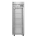 Hoshizaki F1A-FG single section upright freezer with full glass door and lock.