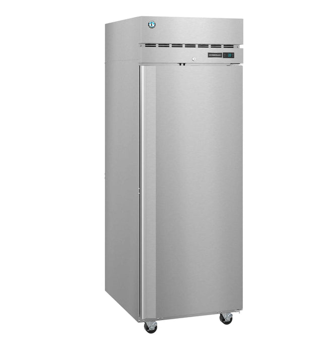 Hoshizaki F1A-FS single section upright freezer with full stainless door and lock, energy-efficient design on casters.