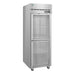 Hoshizaki F1A-HG single section upright freezer with stainless door and lock.