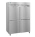 Hoshizaki F2A-HS two-section upright freezer with half stainless steel doors.