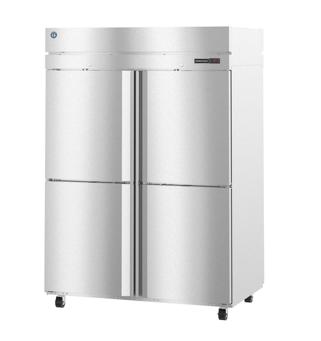 Hoshizaki HC2A-HS-HS heated cabinet with two-section pass-thru design, stainless steel half doors, and lock.