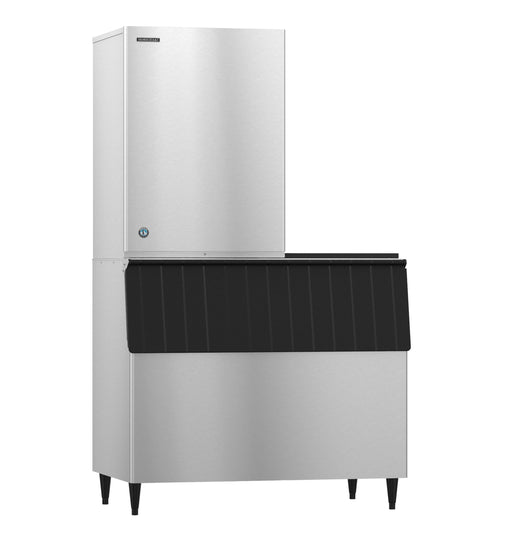 Hoshizaki KM-1340MRJZ Crescent Cuber Icemaker, remote-cooled, stainless steel exterior.