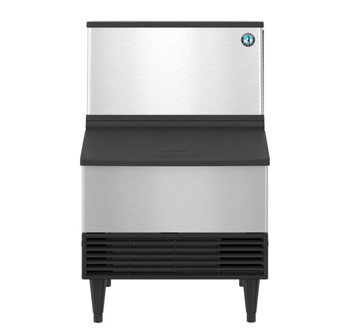 Hoshizaki KM-231BAJ Crescent Cuber Icemaker with built-in storage bin, air-cooled, stainless steel exterior, front airflow.