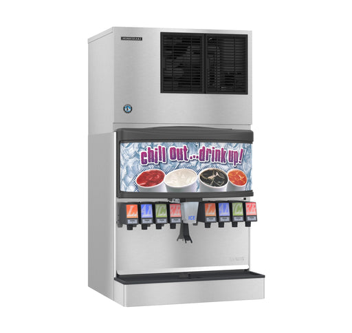 Hoshizaki KMD-505MAJ air-cooled crescent cuber icemaker with soda dispenser.