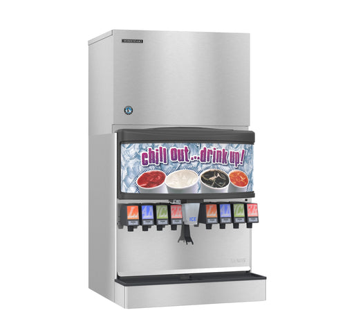 Hoshizaki KMD-705MWJ Crescent Cuber Icemaker, water-cooled, stainless steel, beverage dispenser.