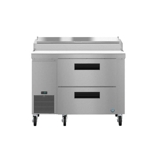 Hoshizaki PR46B-D2 single section pizza prep table with stainless drawers.