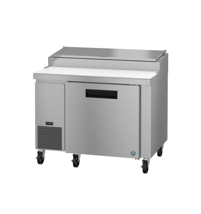 Hoshizaki PR46B pizza prep table with stainless door and robust refrigeration features.