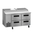 Hoshizaki PR60B-D4 pizza prep table refrigerator with stainless drawers and casters.