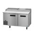 Hoshizaki PR60B two-section pizza prep table with stainless doors.