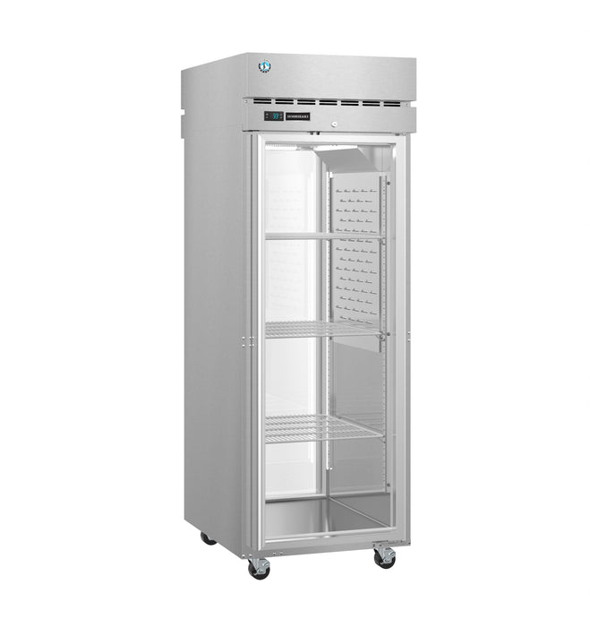 Hoshizaki Refrigerator PT1A-FG-FG, single section pass thru, full glass door with lock, stainless steel exterior, interior LED lights.