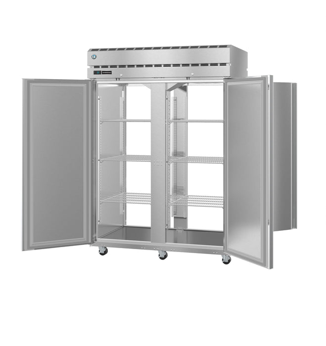 Hoshizaki Refrigerator PT2A-FS-FS, two section pass-thru, stainless steel doors with lock, commercial kitchen appliance.