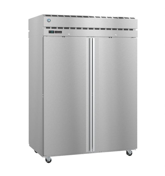 Hoshizaki Refrigerator PT2A-FS-FS, two-section stainless steel pass-thru upright with lock.