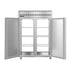 Hoshizaki Refrigerator PT2A-HS-HS, two-section pass-thru, stainless steel half doors, interior LED, energy-efficient design.