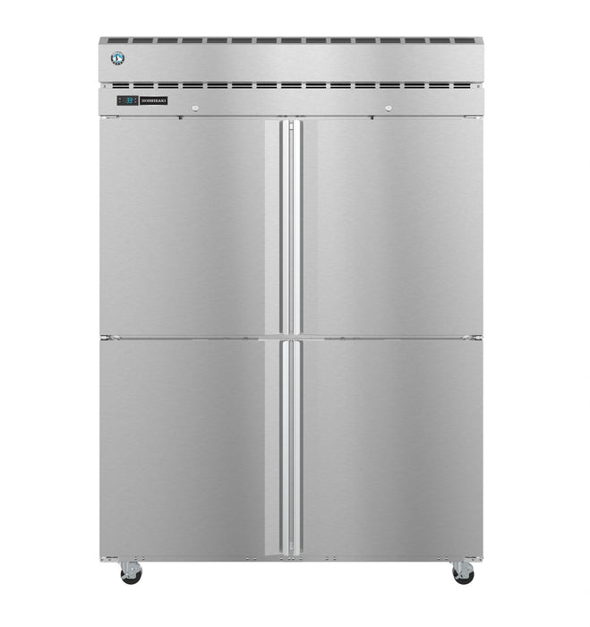 Two section Hoshizaki Refrigerator PT2A-HS-HS with half stainless doors.