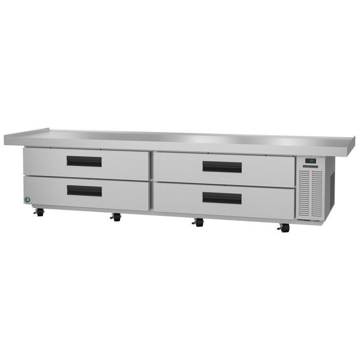 Two section chef base prep table with stainless drawers.