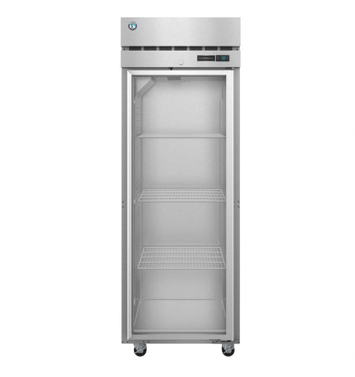 Hoshizaki R1A-FG single section upright refrigerator with full glass door and stainless steel exterior.